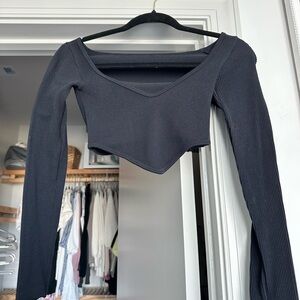 Zara Blue Asymmetrical Crop Bodysuit